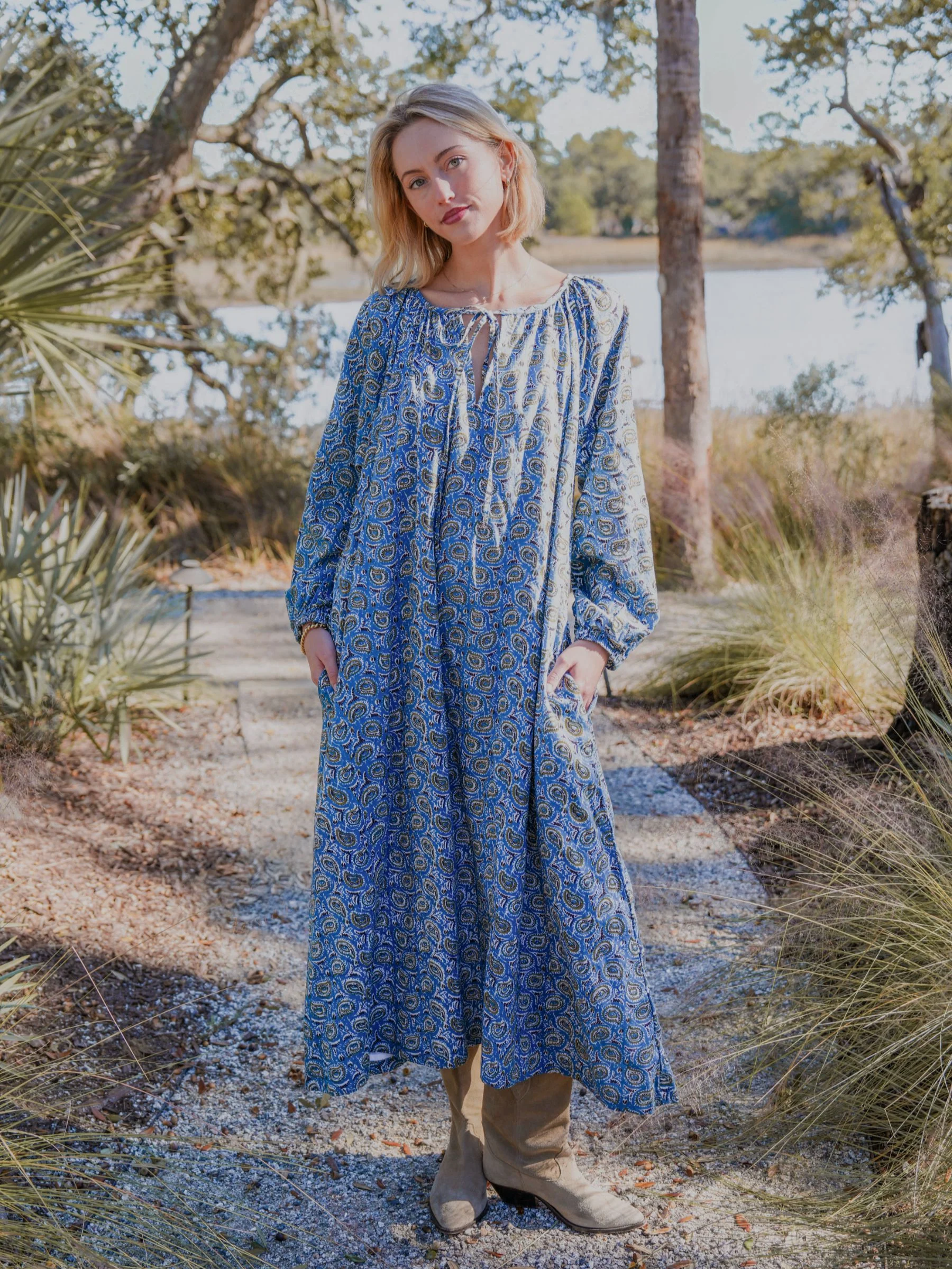 Christopher Maxi Dress - Turquoise Winter Paisley - Image 3