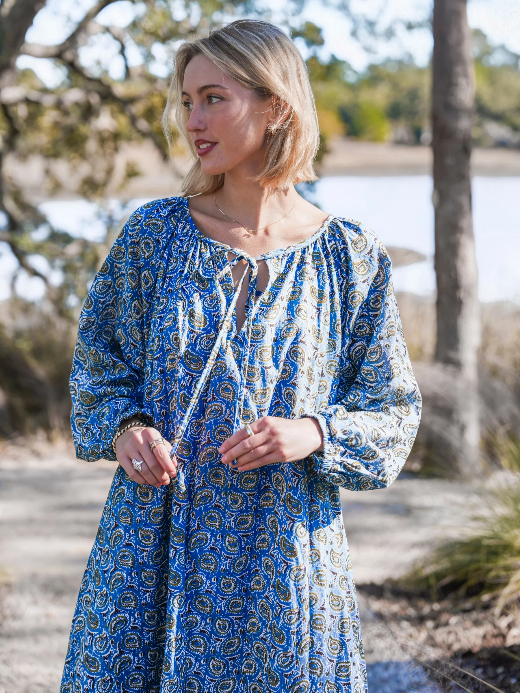 Christopher Maxi Dress - Turquoise Winter Paisley - Image 4