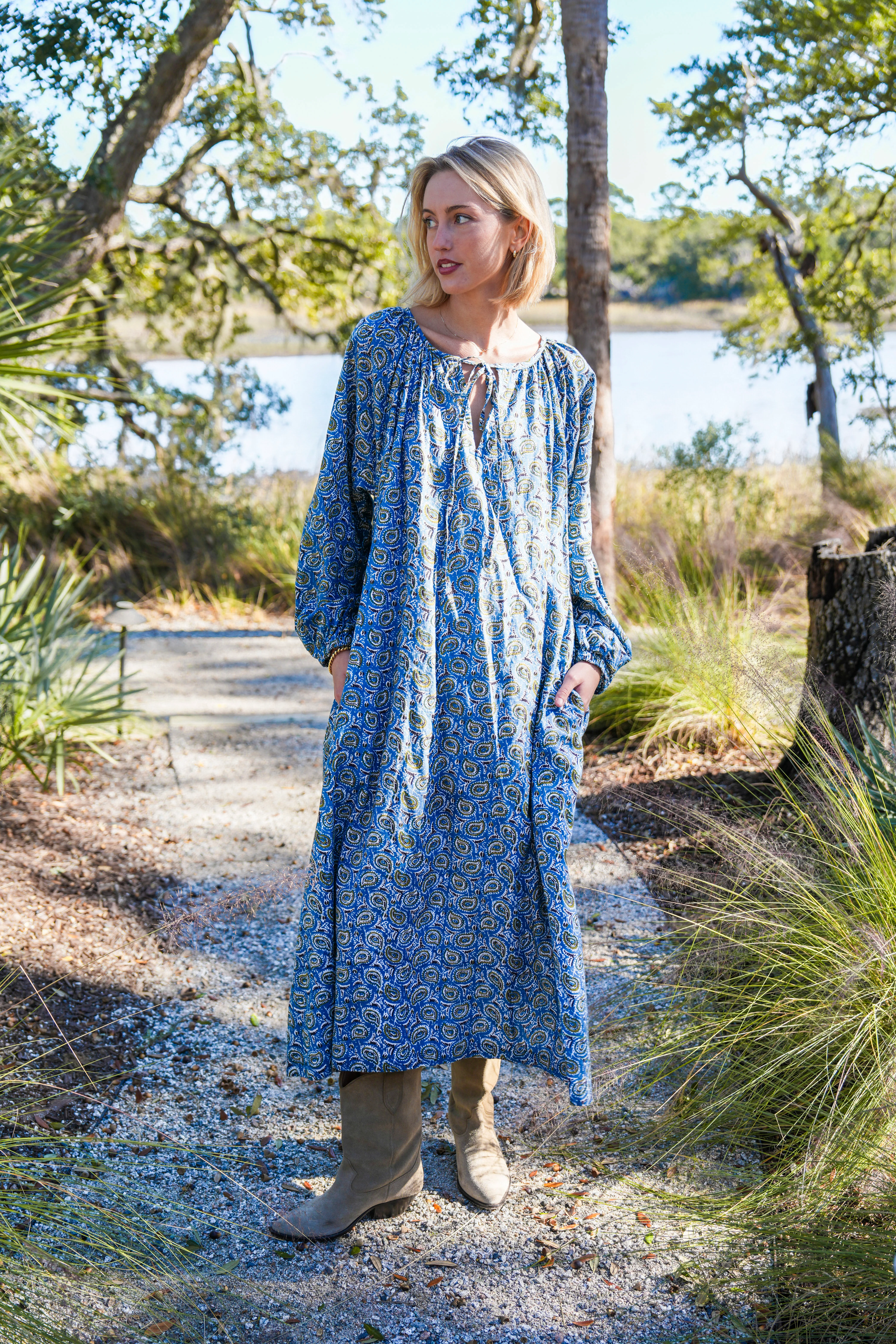 Christopher Maxi Dress - Turquoise Winter Paisley - Image 6