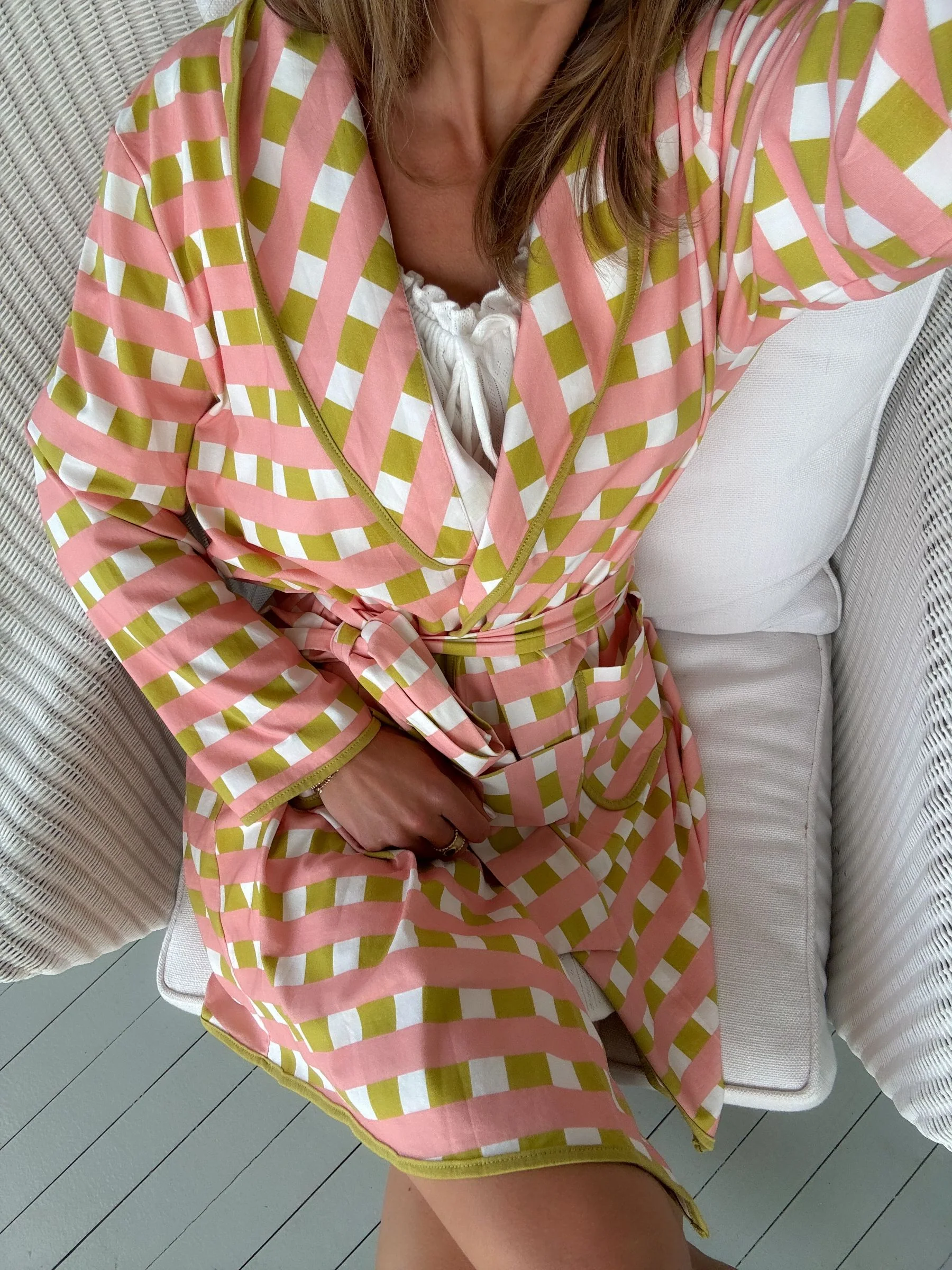 Pima Short Robe -  Sadie Check - Image 3