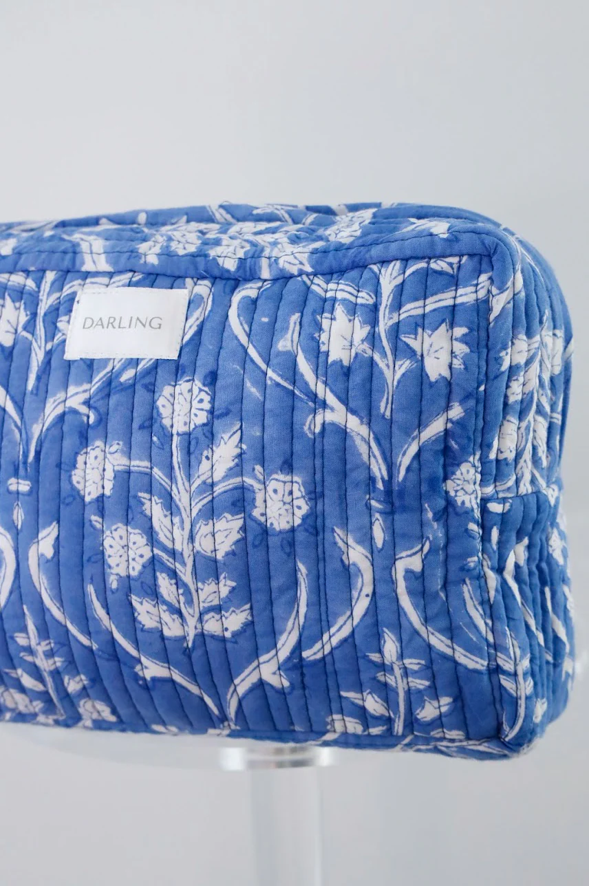 Quilted Cosmetic Bag - Deep Sea Blue - Image 4
