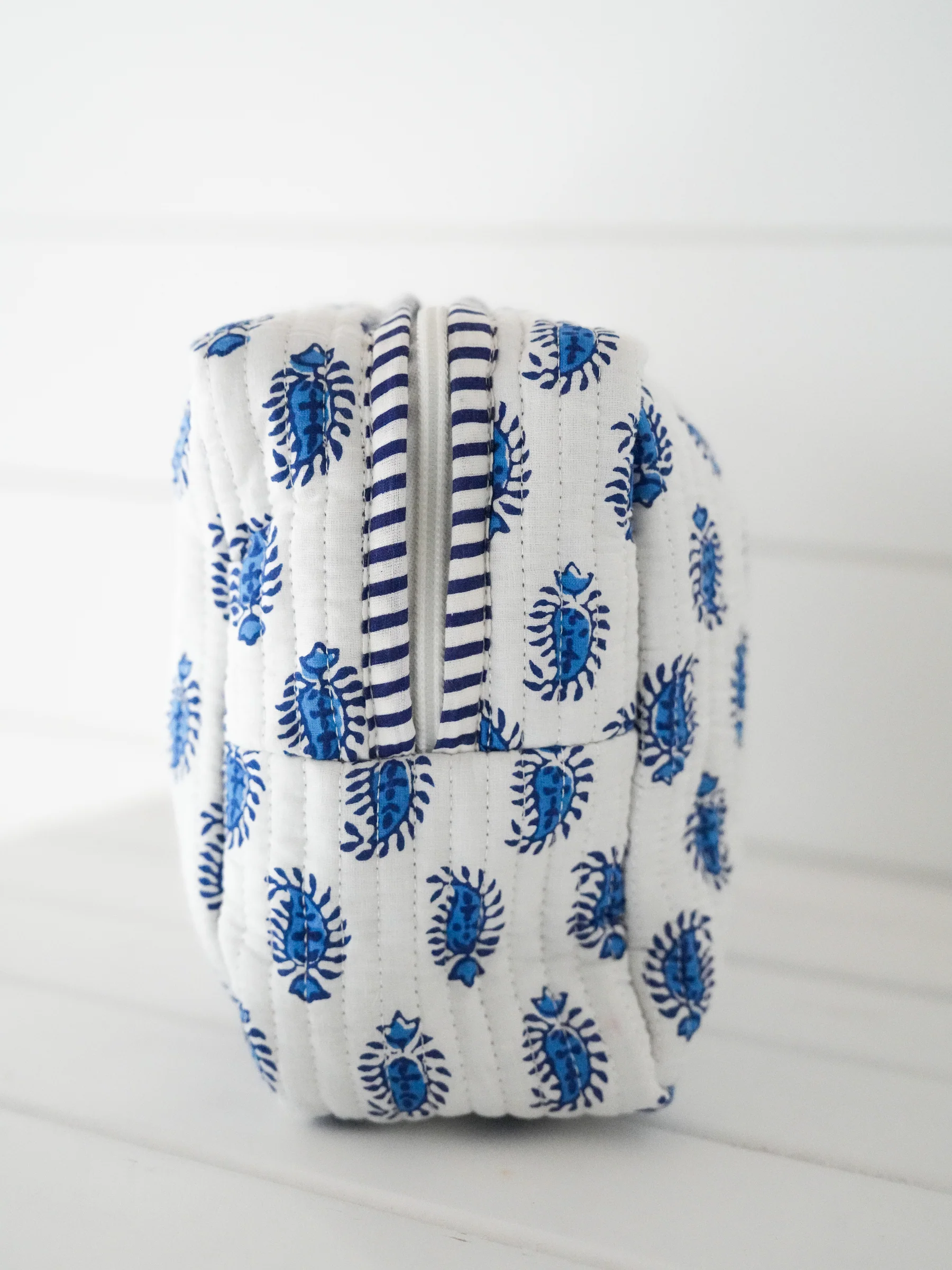 Quilted Cosmetic Pouch - Blueberry Paisley "Too Much Stuff" - Image 3