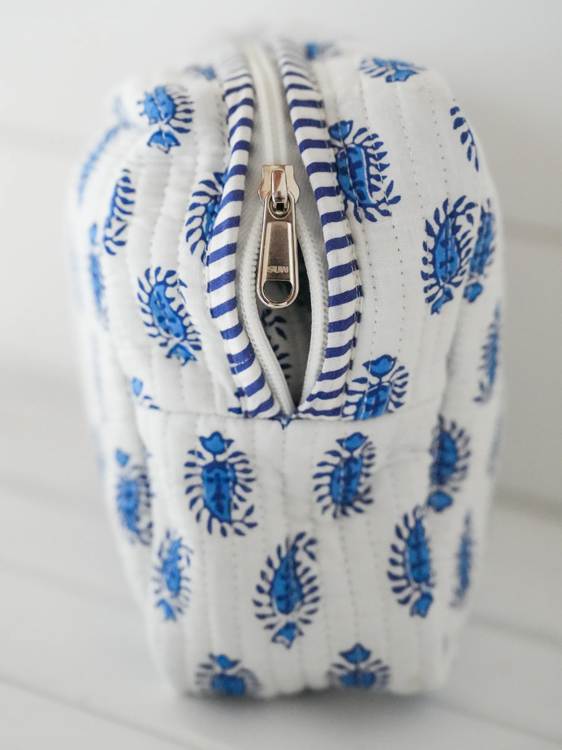 Quilted Cosmetic Pouch - Blueberry Paisley "Too Much Stuff" - Image 4