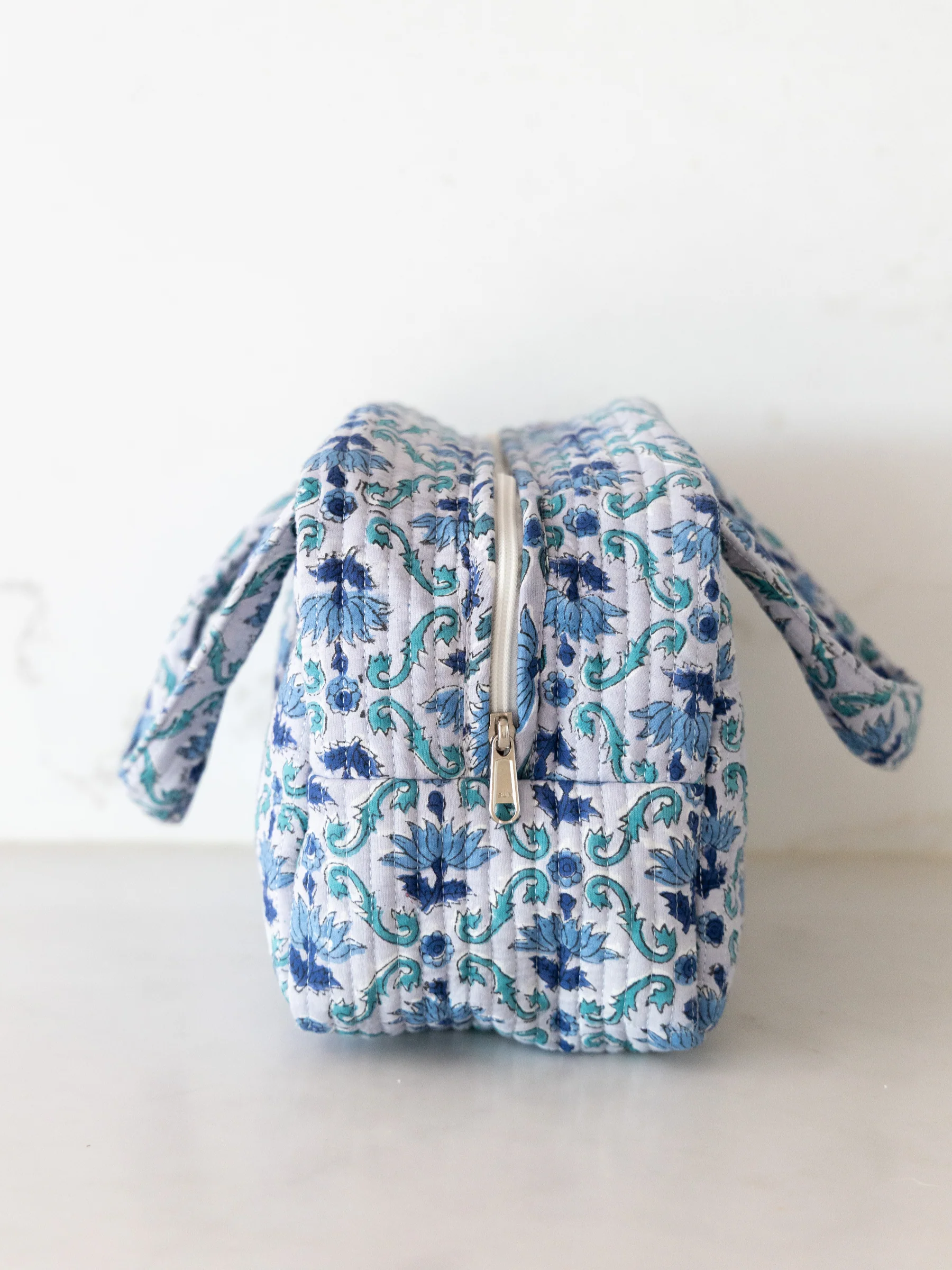 Quilted Cosmetic Tote - Periwinkle Fields - Image 3