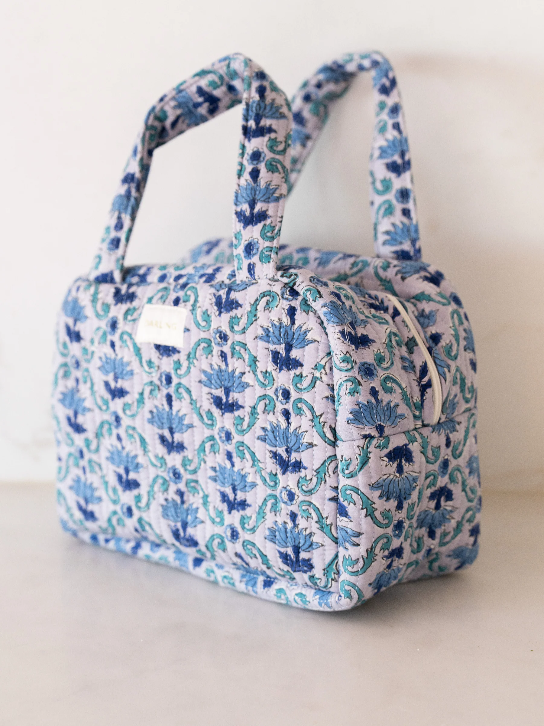 Quilted Cosmetic Tote - Periwinkle Fields - Image 4