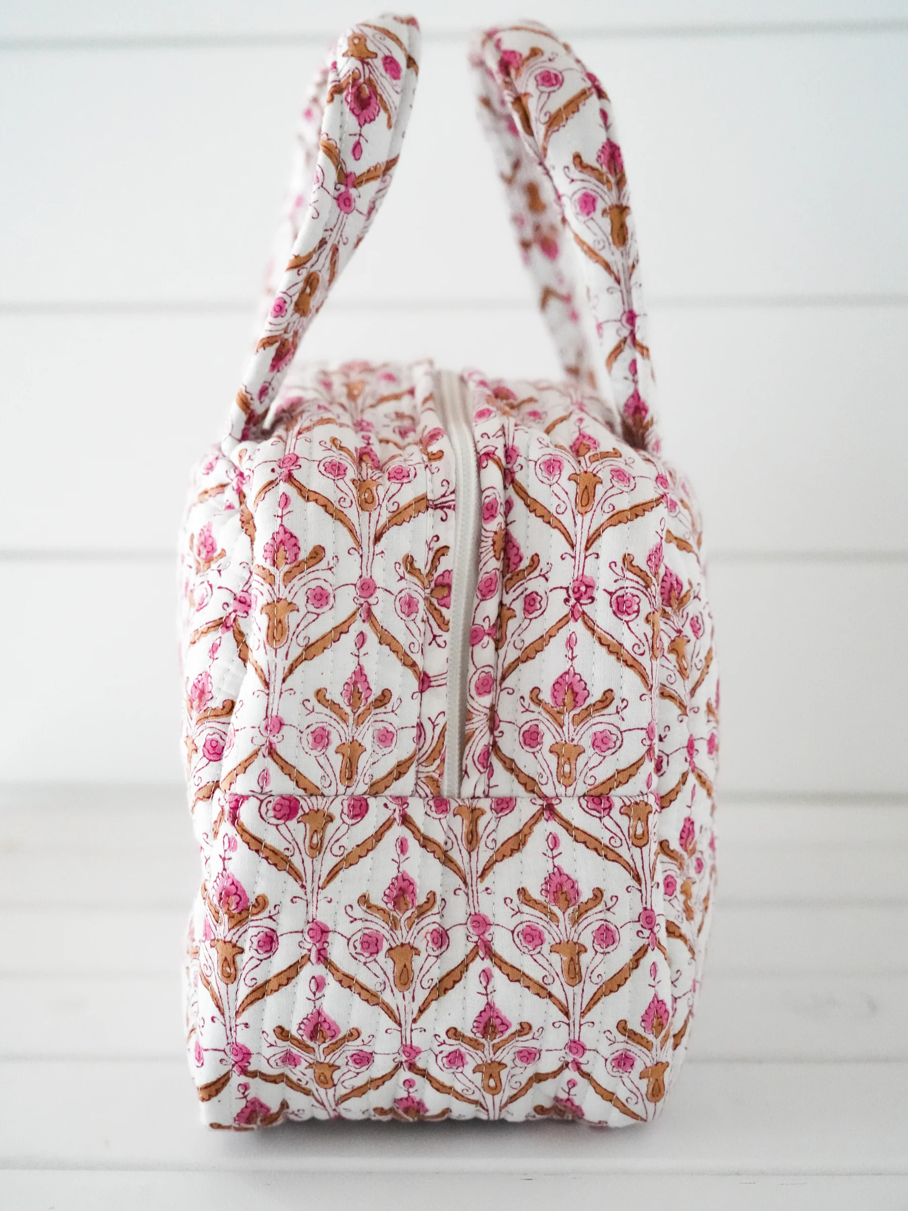 Quilted Cosmetic Tote - Wild Olive Blossom "Overpacked" - Image 3