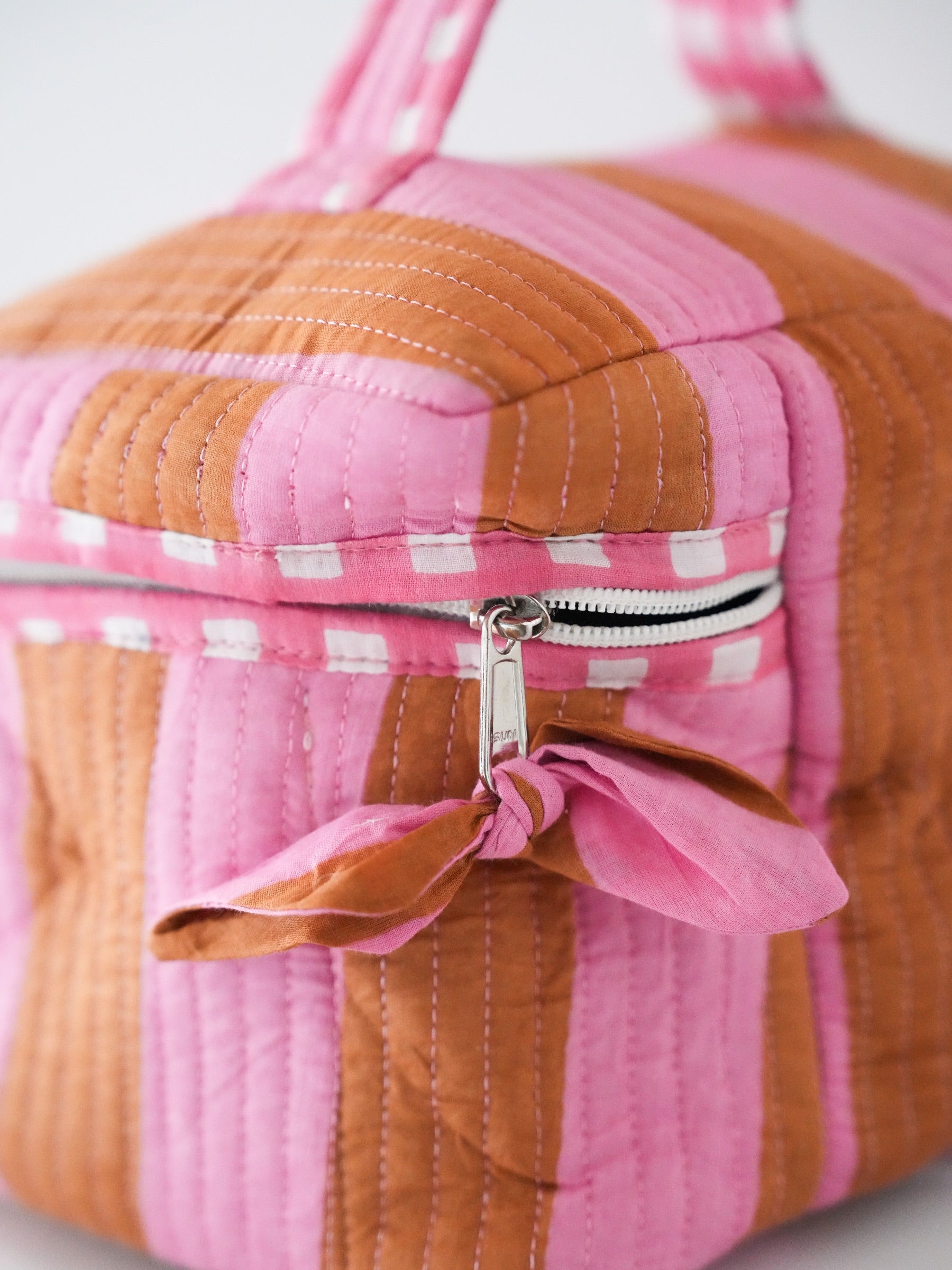 Quilted Train Case - Pink Saddle Stripe - Image 3