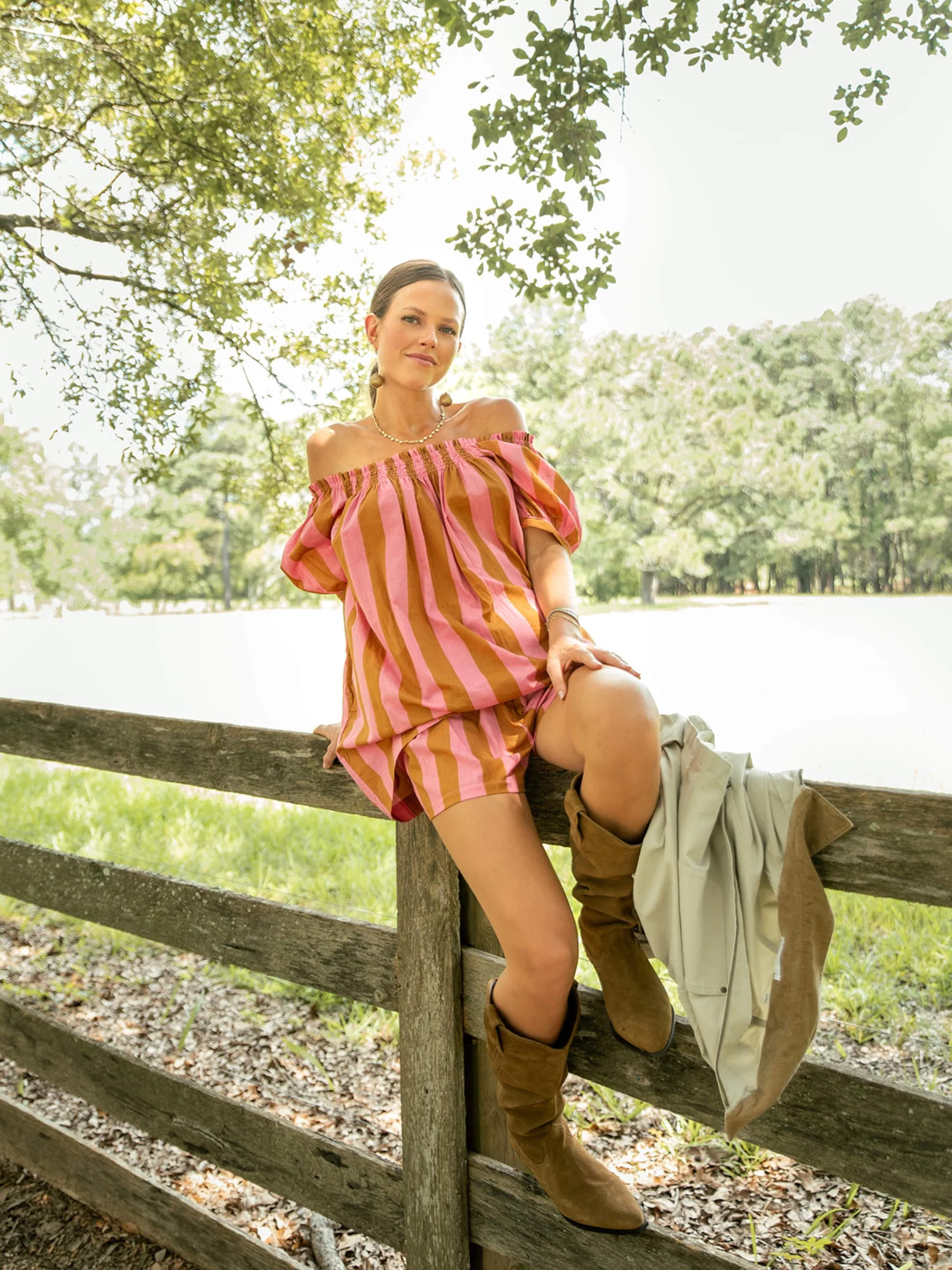 The Sweet and Short Set - Terracotta Pink Autumn Stripe - Image 5