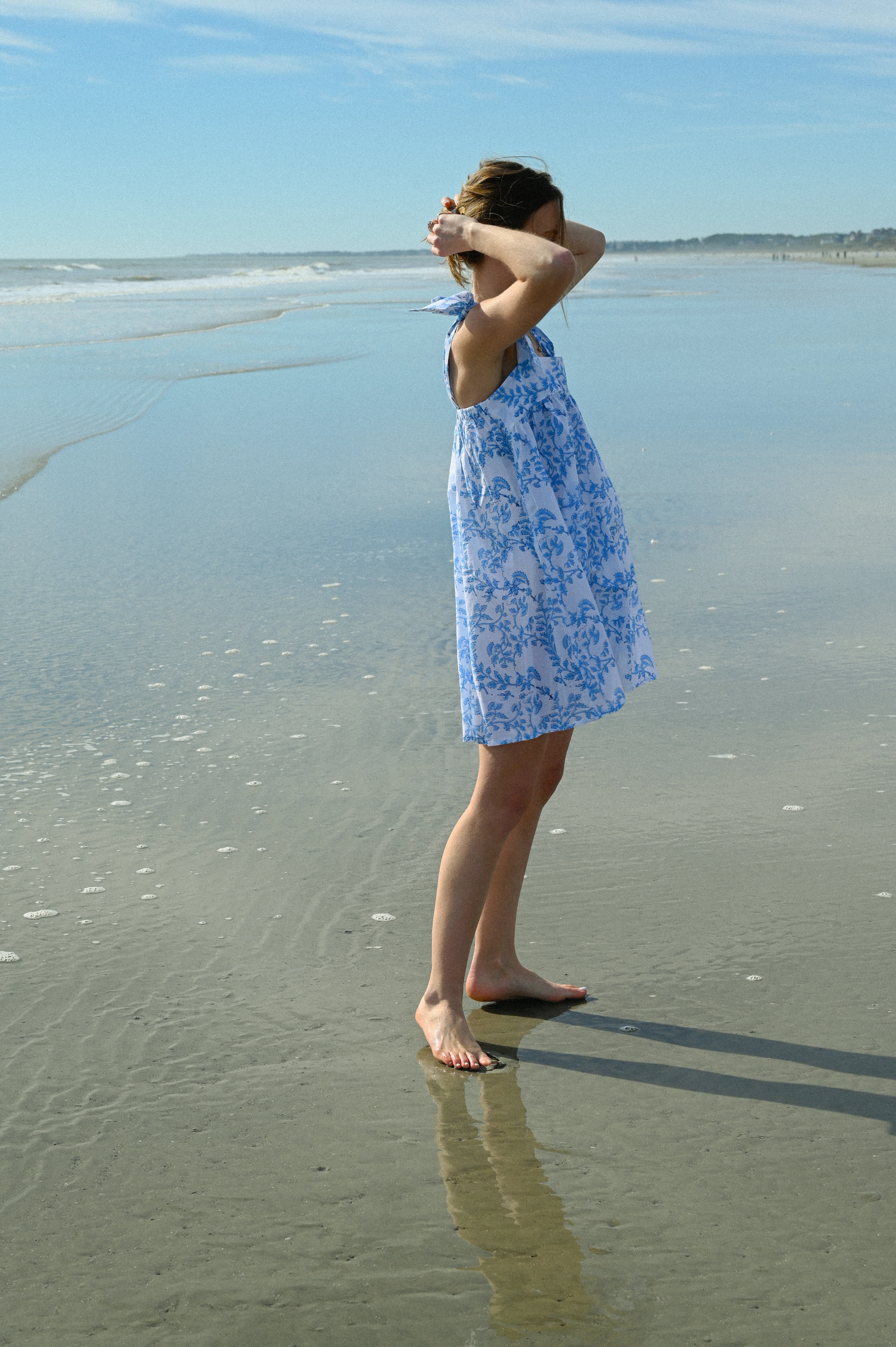 Tie Sleep Dress - Blue Whispering Vine - Image 4