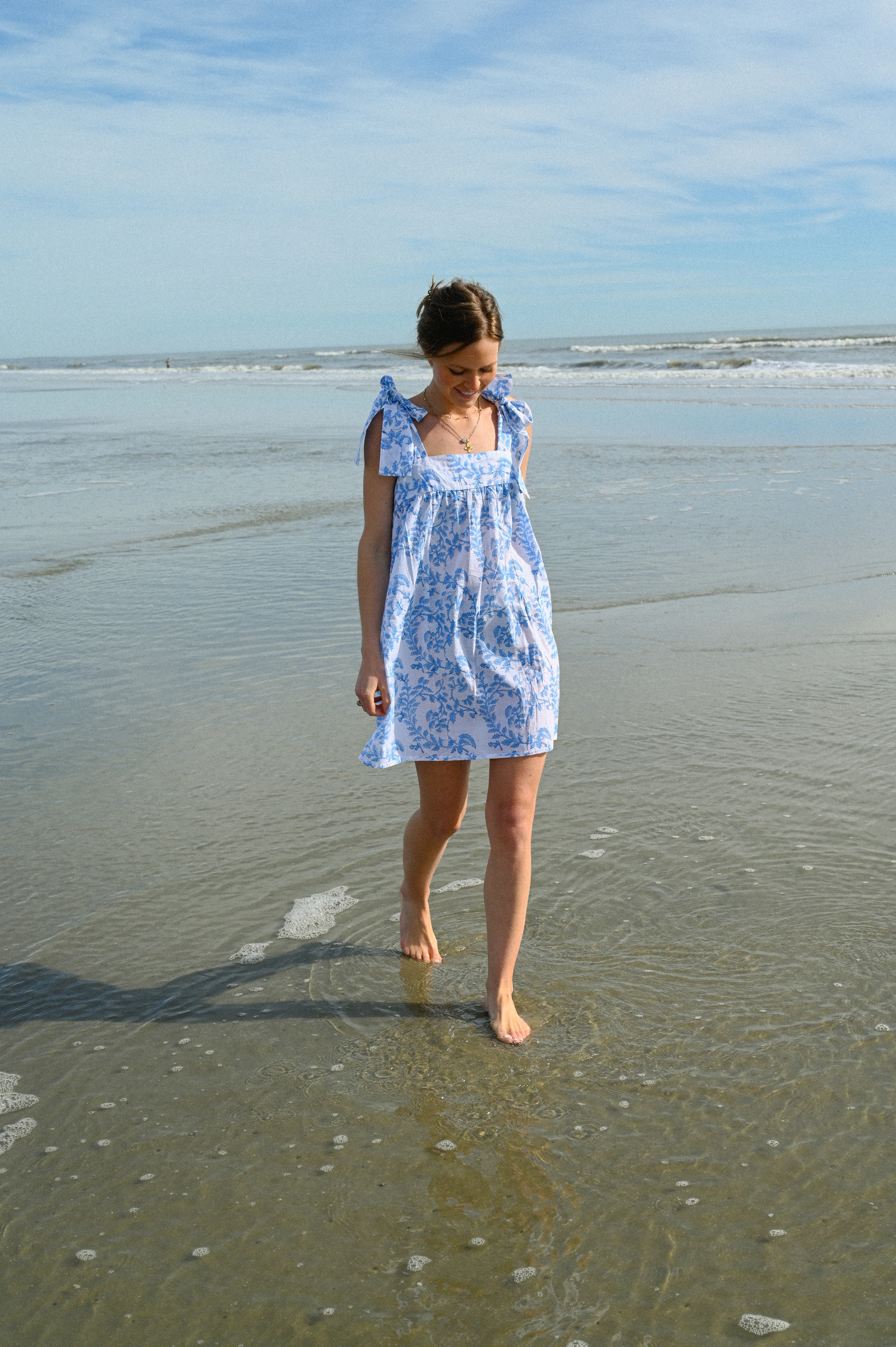 Tie Sleep Dress - Blue Whispering Vine - Image 6