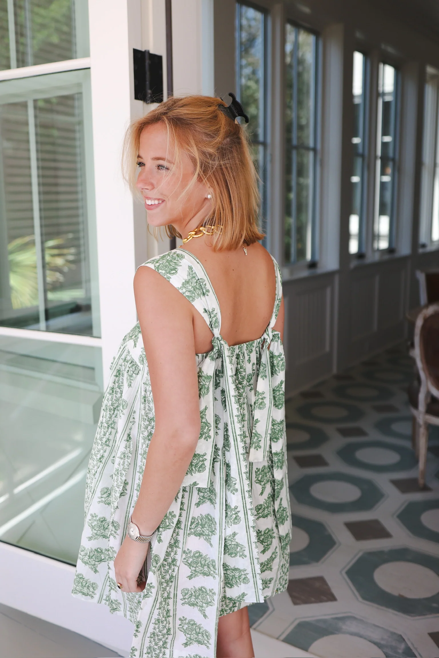 Tie Sleep Dress - Garden Green - Image 3