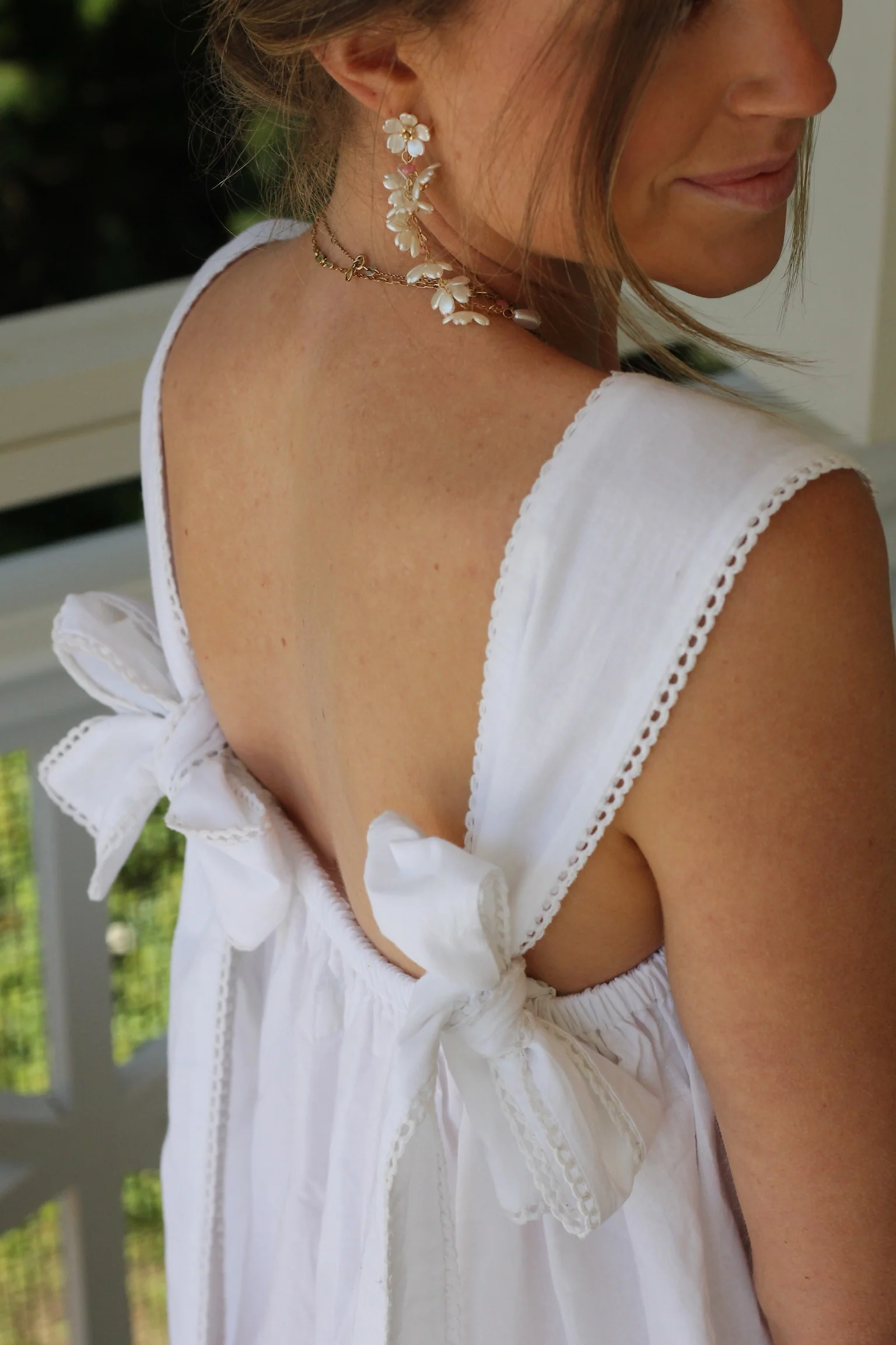 Tie Sleep Dress - White - Image 5