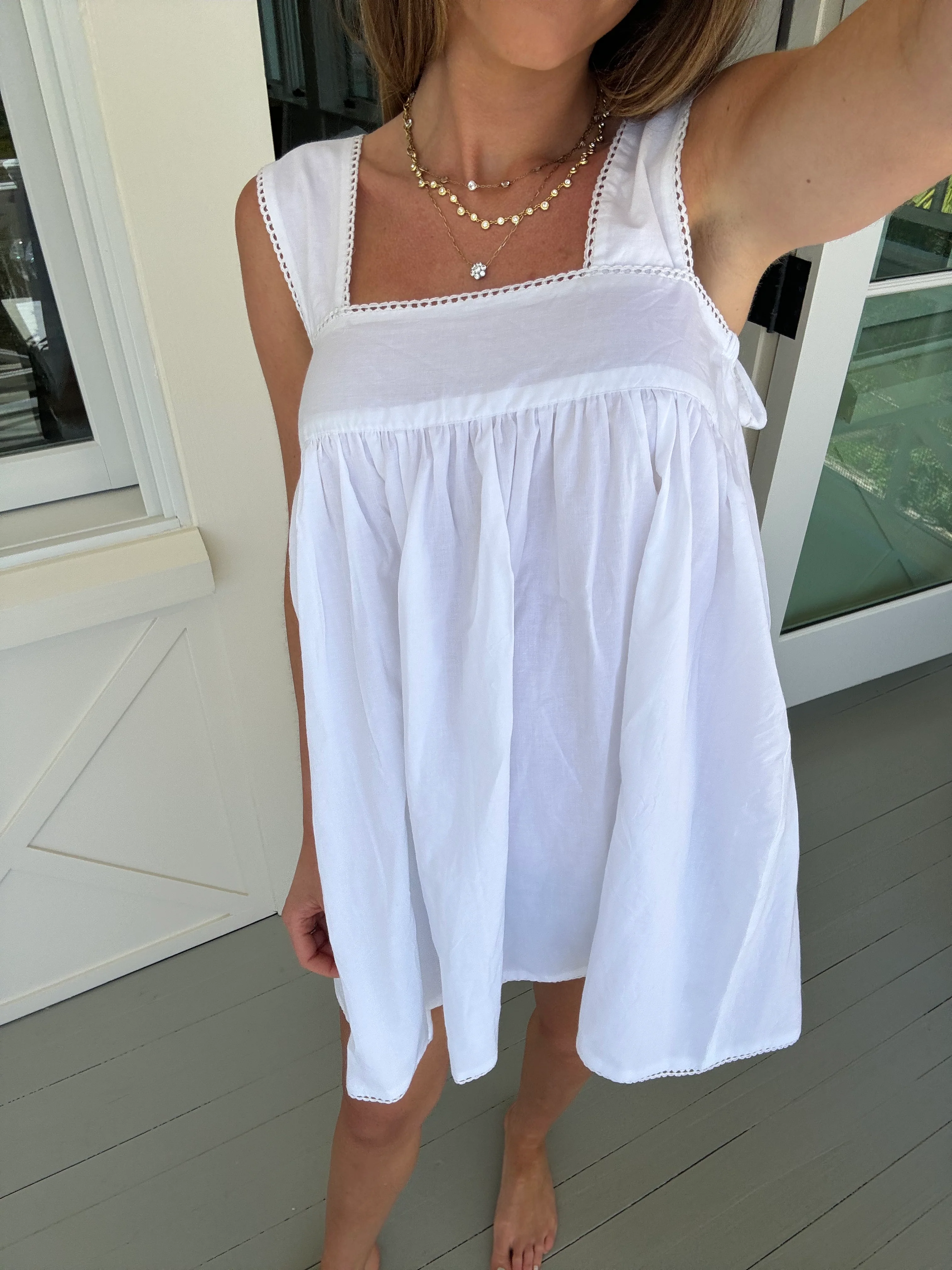 Tie Sleep Dress - White - Image 6